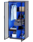 2-Door Wardrobe Armoire with LED Lights