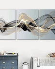3 Pieces Nordic Luxury Ribbon Abstract Landscape Wall Art