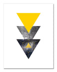 Abstract Grey Yellow Geometric Triangles Nordic Deer Wall Art